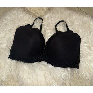 Natori 730023 Feathers Contour Plunge Bra Lace Mesh UW Womens 36DD Black